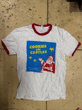 Cookies and Castles Graphic Ringer Tee - White with Red Trim Tri Delta